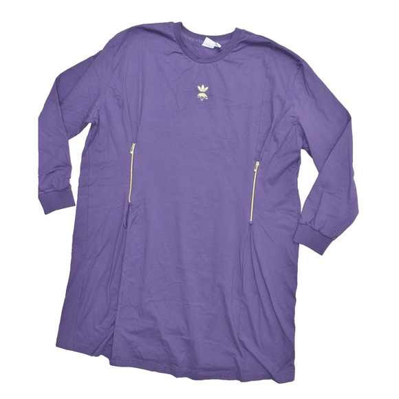 Adidas Women's Purple Trefoil Dress Plus Size 2X Long Sleeve Gold Zippers Cotton - Picture 1 of 8